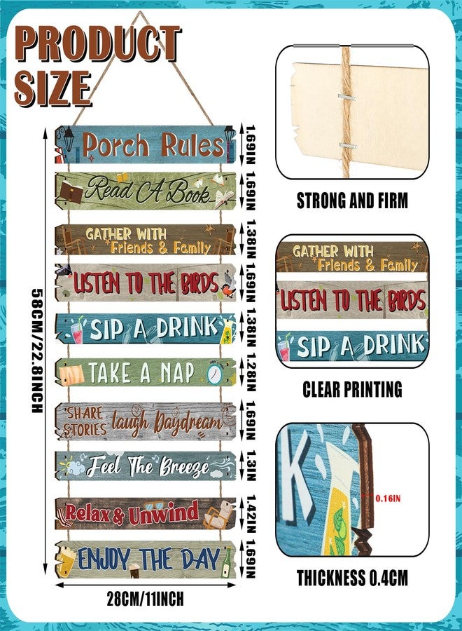RattanView Outdoor Porch Rules Signs 11 x 23 Inches Wood Porch Decorative Signs Decor Outdoor Funny Plaque Decorations for Art Backyard Home Birthday Gift - Image 2